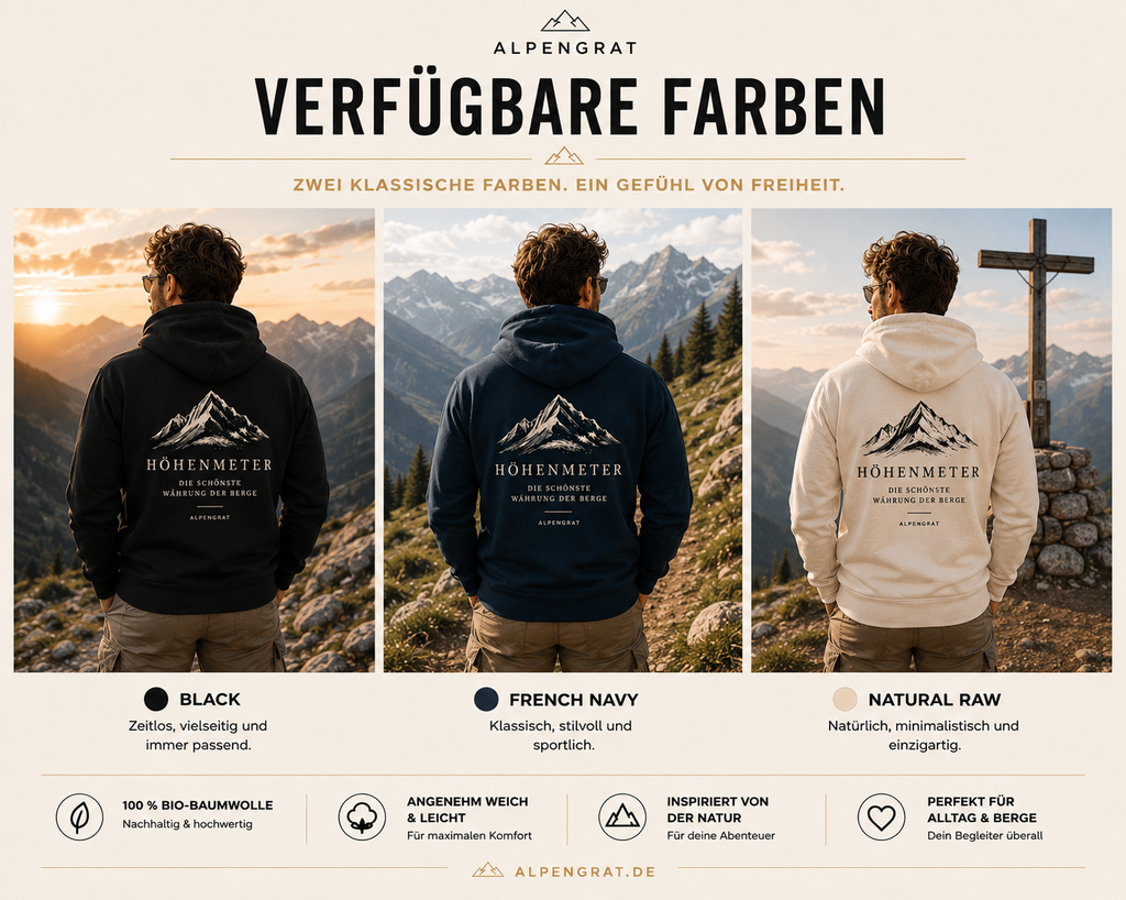 Höhenmeter - Die schönste Währung der Berge - Organic Hoodie