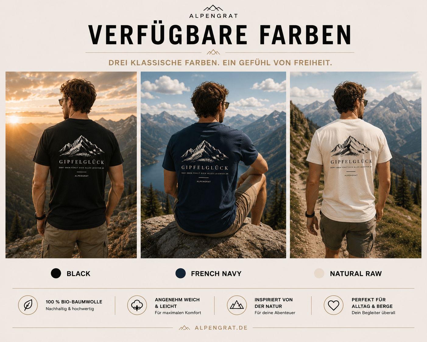 Gipfelglück - Dort oben fühlt sich alles leichter an. - Organic Shirt