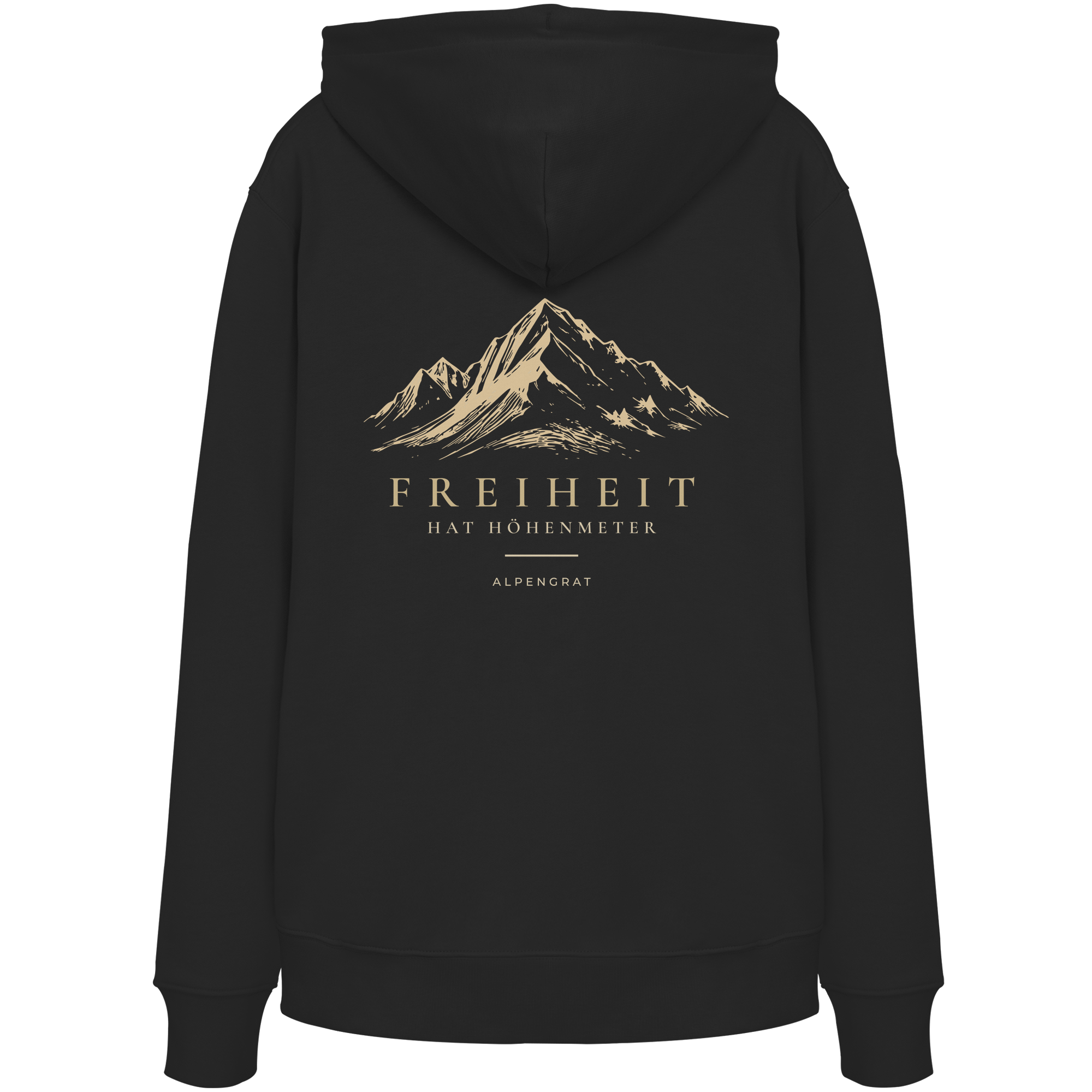 Bio Hoodie „Freiheit hat Höhenmeter“ – Backprint für Bergliebhaber